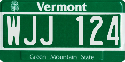 VT license plate WJJ124
