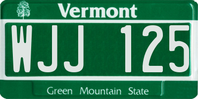 VT license plate WJJ125