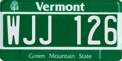 VT license plate WJJ126