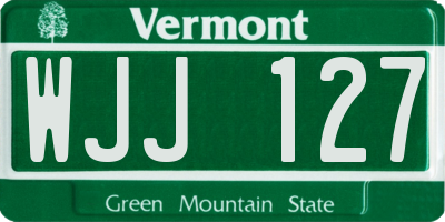 VT license plate WJJ127