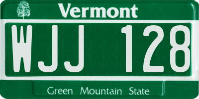 VT license plate WJJ128