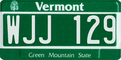 VT license plate WJJ129
