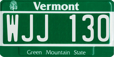 VT license plate WJJ130