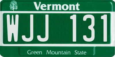 VT license plate WJJ131