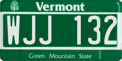 VT license plate WJJ132