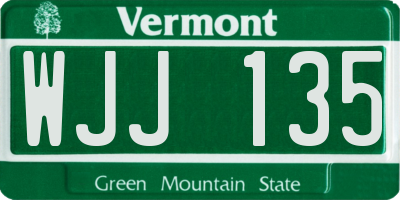 VT license plate WJJ135