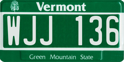 VT license plate WJJ136