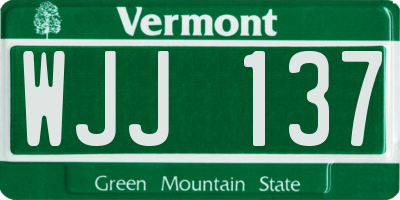 VT license plate WJJ137