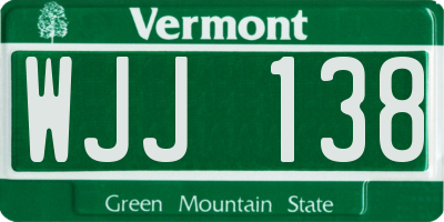 VT license plate WJJ138