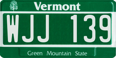 VT license plate WJJ139