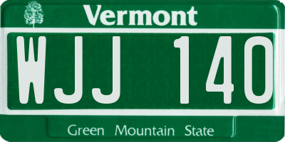 VT license plate WJJ140