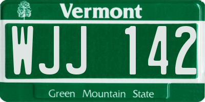 VT license plate WJJ142