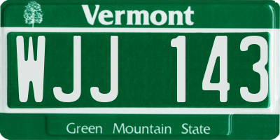 VT license plate WJJ143