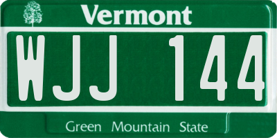 VT license plate WJJ144