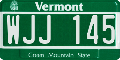 VT license plate WJJ145