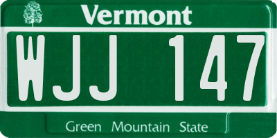 VT license plate WJJ147