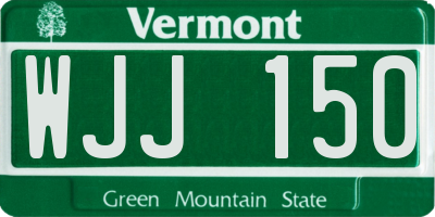 VT license plate WJJ150