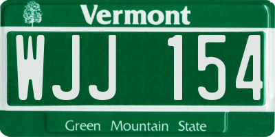 VT license plate WJJ154