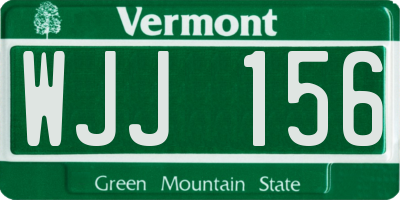VT license plate WJJ156