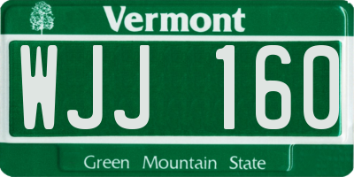 VT license plate WJJ160