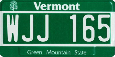 VT license plate WJJ165