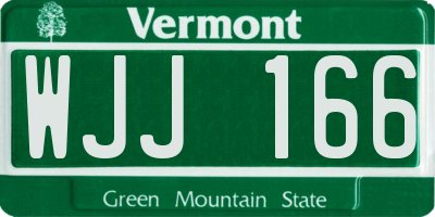 VT license plate WJJ166
