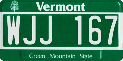 VT license plate WJJ167
