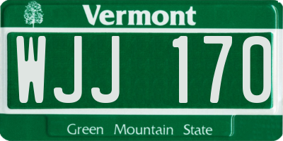 VT license plate WJJ170