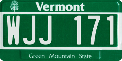 VT license plate WJJ171