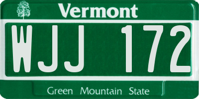 VT license plate WJJ172