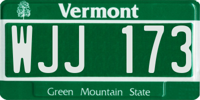 VT license plate WJJ173