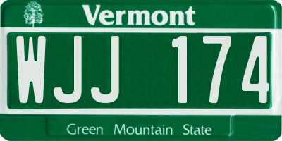 VT license plate WJJ174