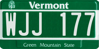 VT license plate WJJ177