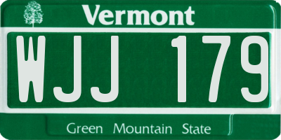 VT license plate WJJ179