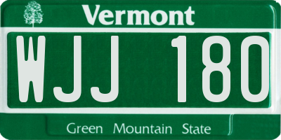 VT license plate WJJ180