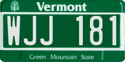 VT license plate WJJ181