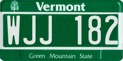 VT license plate WJJ182