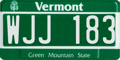 VT license plate WJJ183