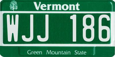 VT license plate WJJ186