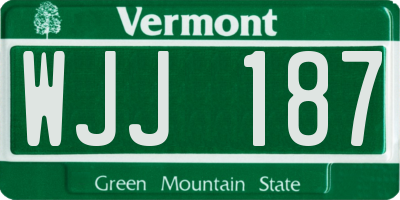 VT license plate WJJ187
