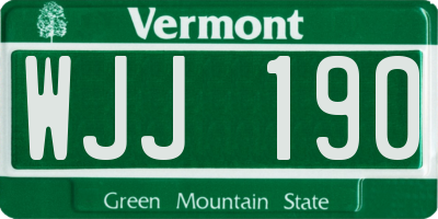 VT license plate WJJ190
