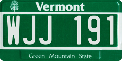 VT license plate WJJ191