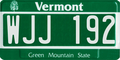 VT license plate WJJ192