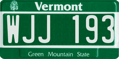 VT license plate WJJ193