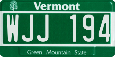 VT license plate WJJ194