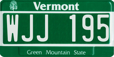 VT license plate WJJ195