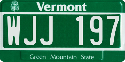 VT license plate WJJ197