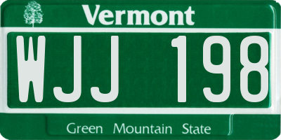 VT license plate WJJ198