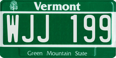 VT license plate WJJ199