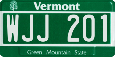 VT license plate WJJ201